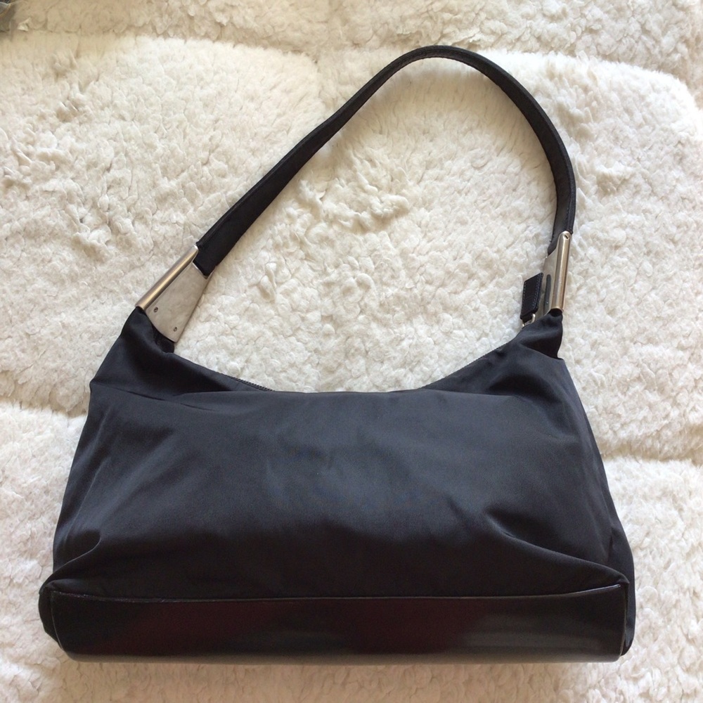 Authentic Prada Nylon and Patent Leather Zip Top Shoulder Milano Made in Italy - Picture 8 of 16